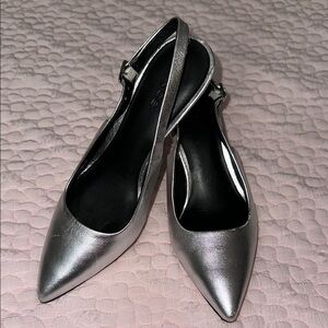 Vince Pandora Elegant Silver Slingback Heels